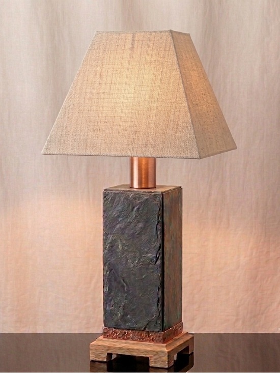 Other - Textured Rectangular Table Lamp with Neutral Shade